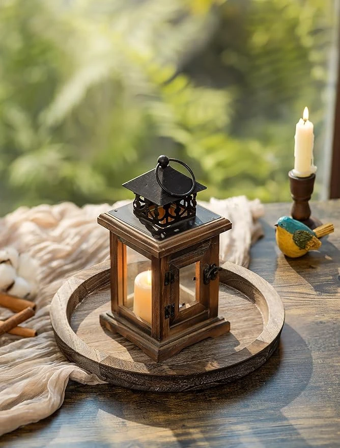 Novyrra |Rustic Round Wooden Candle Tray – 11" Decorative Centerpiece - Image 4